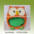 Sostenedor de esponja de cerámica verde decorativo de la rana